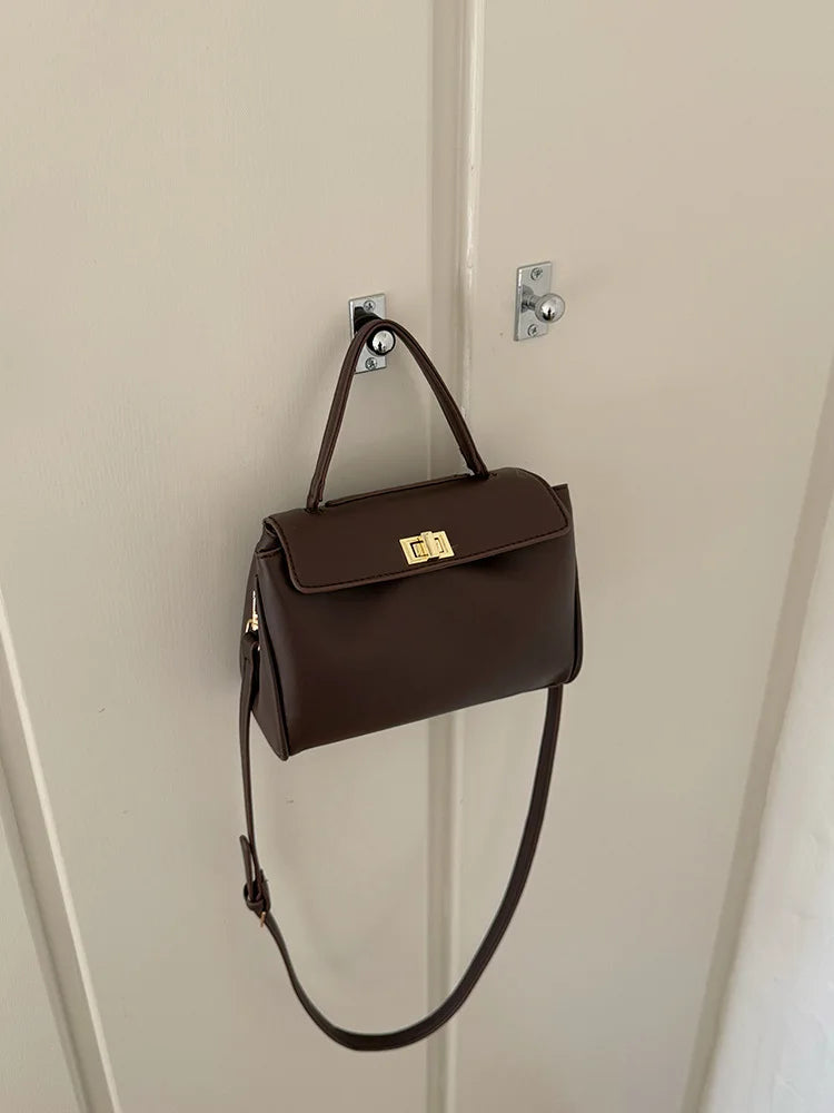 Sac bandoulière femme en similicuir, fermoir doré, 19 x 13 cm