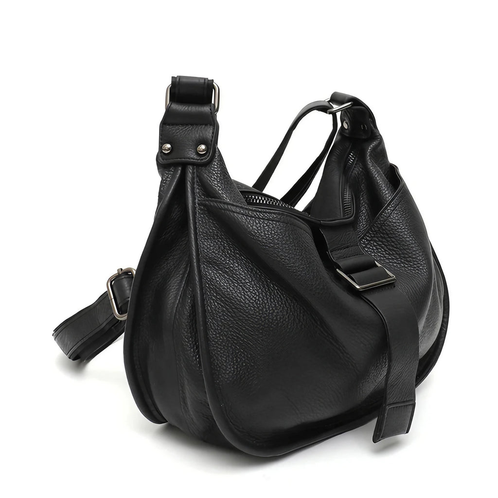 Sac besace femme grand format, finition grainée, 32 x 23 cm