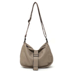 Sac besace femme grand format, finition grainée, 32 x 23 cm, beige