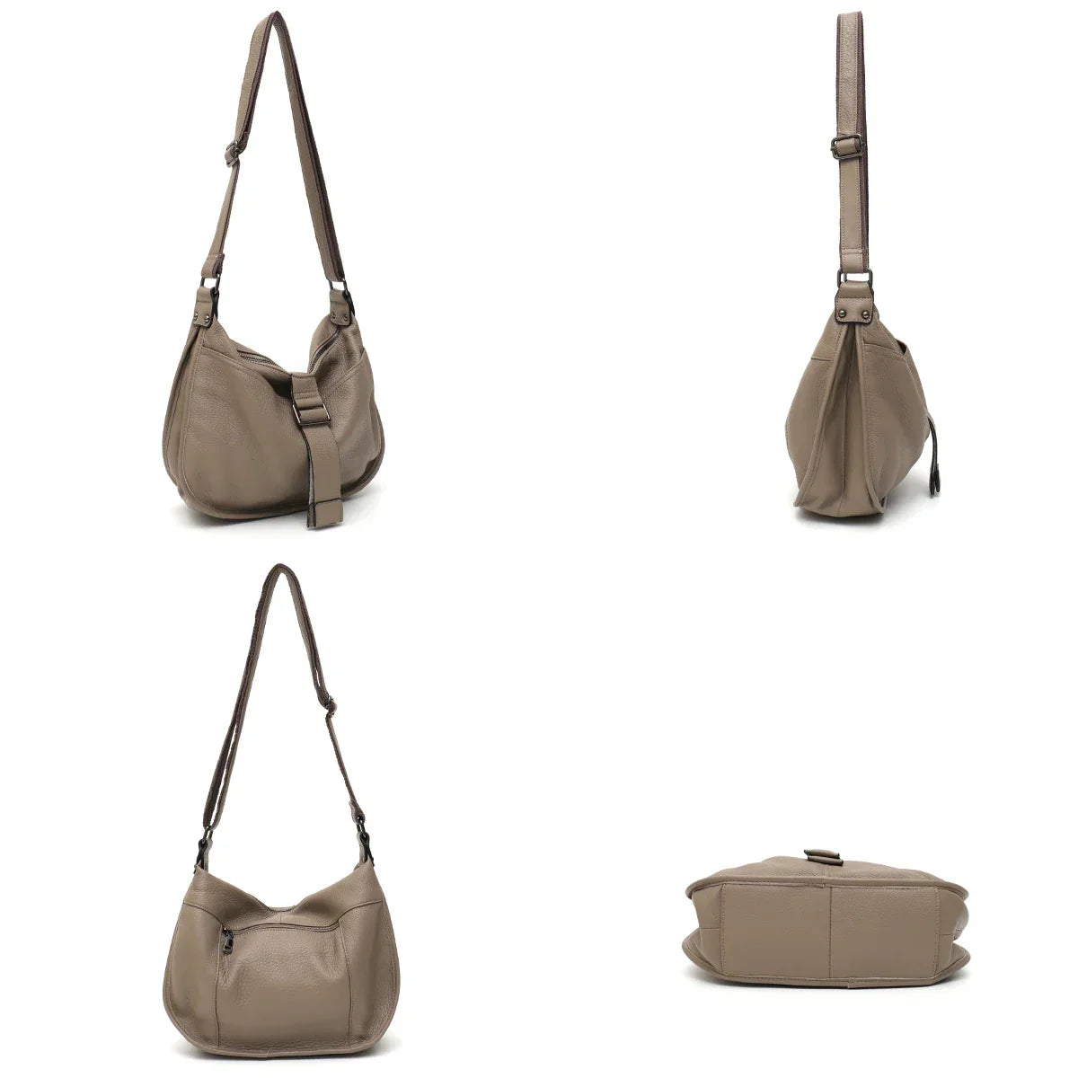 Sac besace femme grand format, finition grainée, 32 x 23 cm