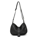Sac besace femme grand format, finition grainée, 32 x 23 cm, noir