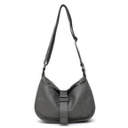 Sac besace femme grand format, finition grainée, 32 x 23 cm, gris