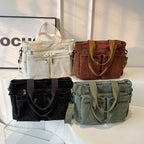 Sac cabas femme aspect velours côtelé, cinq poches extérieures