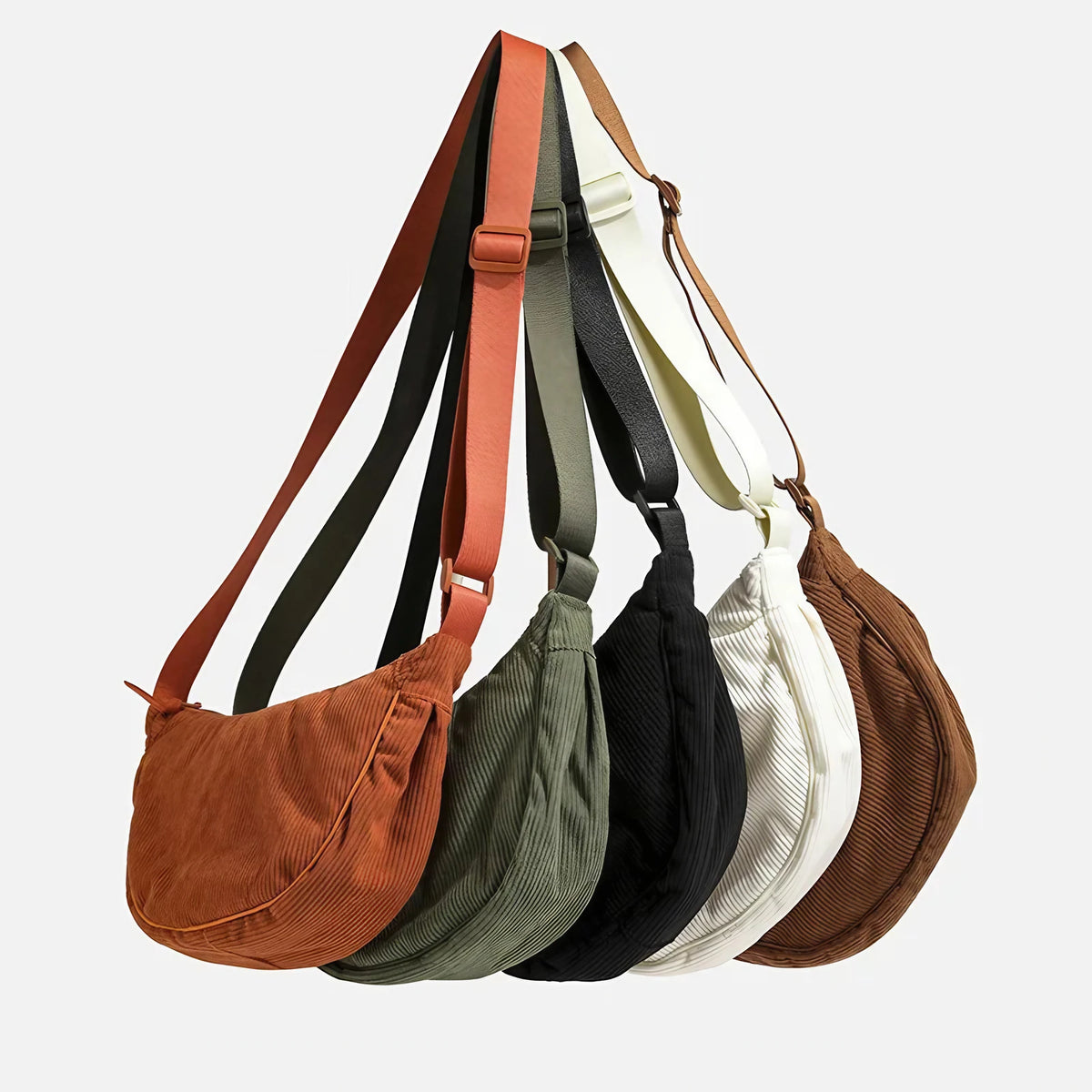 Sac bandoulière femme en velours côtelé, 34 x 17 cm