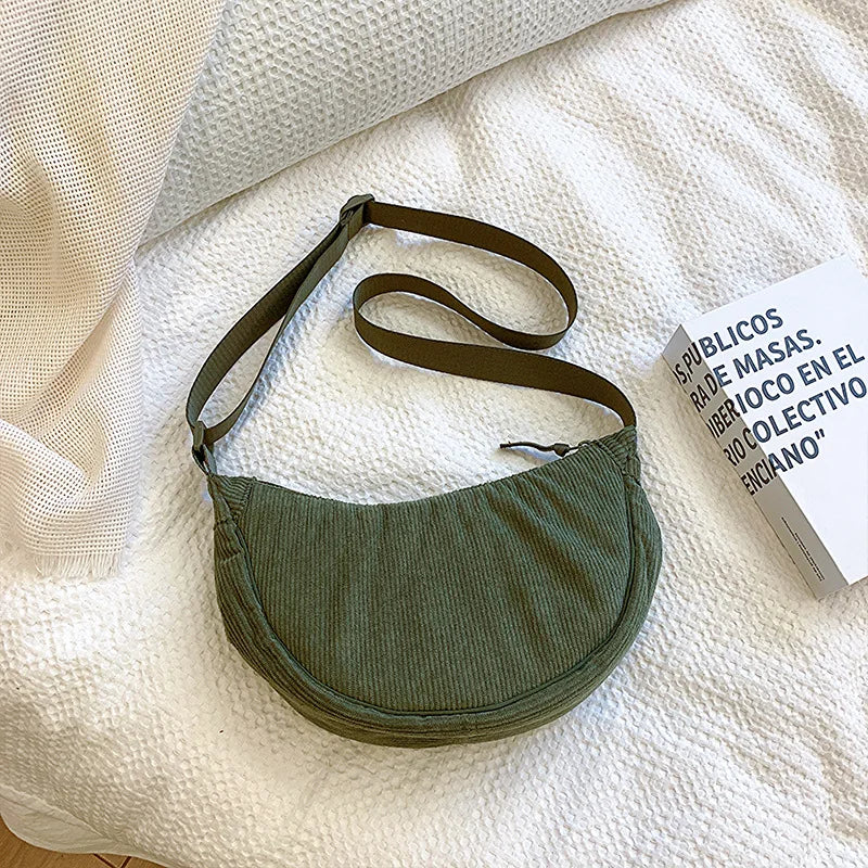 Sac bandoulière femme en velours côtelé, 34 x 17 cm