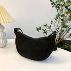 Sac bandoulière femme en velours côtelé, 34 x 17 cm, noir