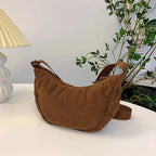 Sac bandoulière femme en velours côtelé, 34 x 17 cm, brun