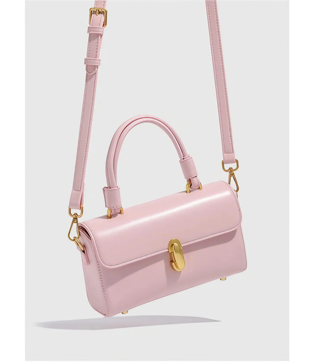Petit sac bandoulière femme rose pâle, fermoir doré, 18 x 11 cm