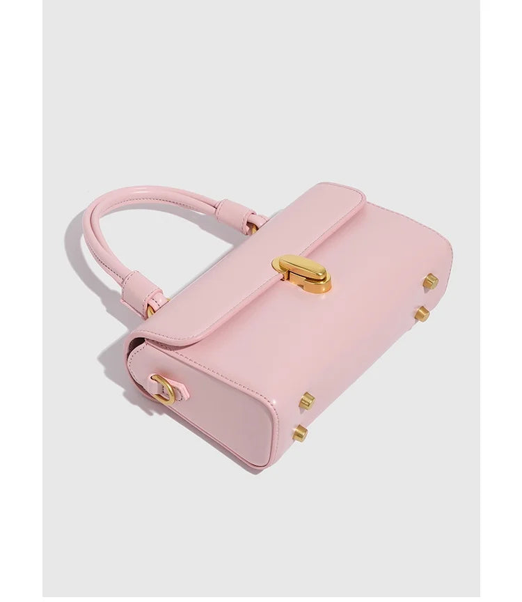Petit sac bandoulière femme rose pâle, fermoir doré, 18 x 11 cm