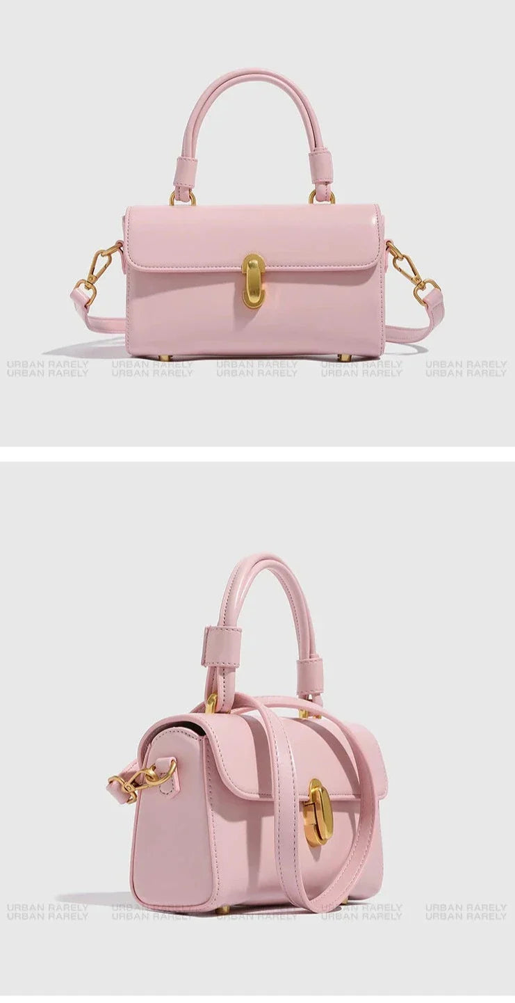Petit sac bandoulière femme rose pâle, fermoir doré, 18 x 11 cm