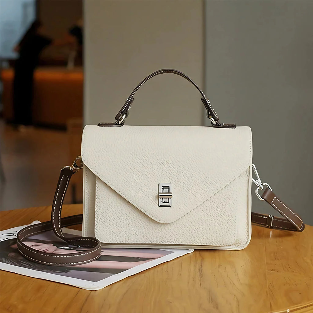 Sac carré bandoulière femme, deux sangles amovibles, six coloris, ivoire