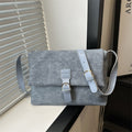 Sac bandoulière femme structuré en similicuir mat, quatre coloris, bleu