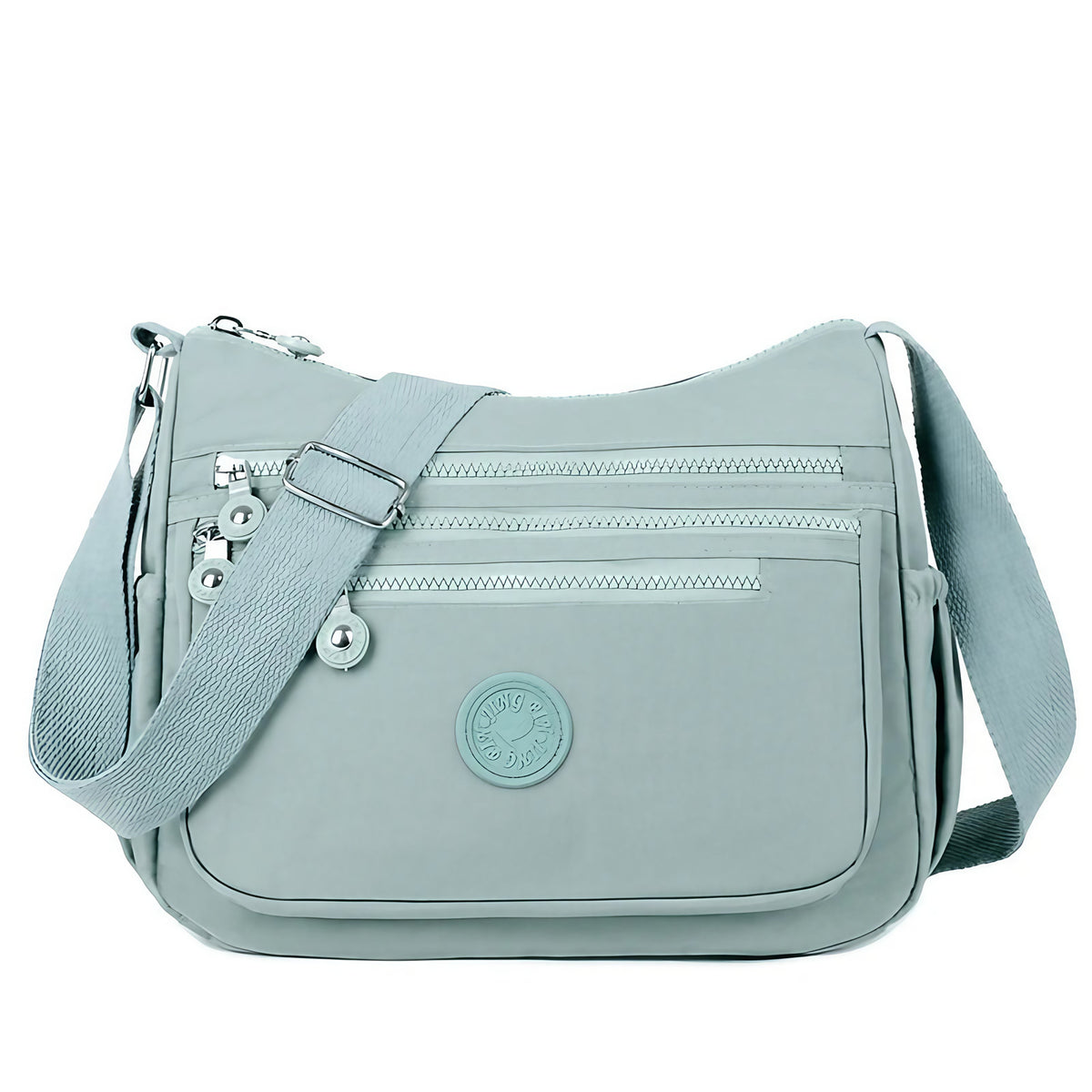 Sac bandoulière femme multipoches en tissu Oxford déperlant, bleu ciel