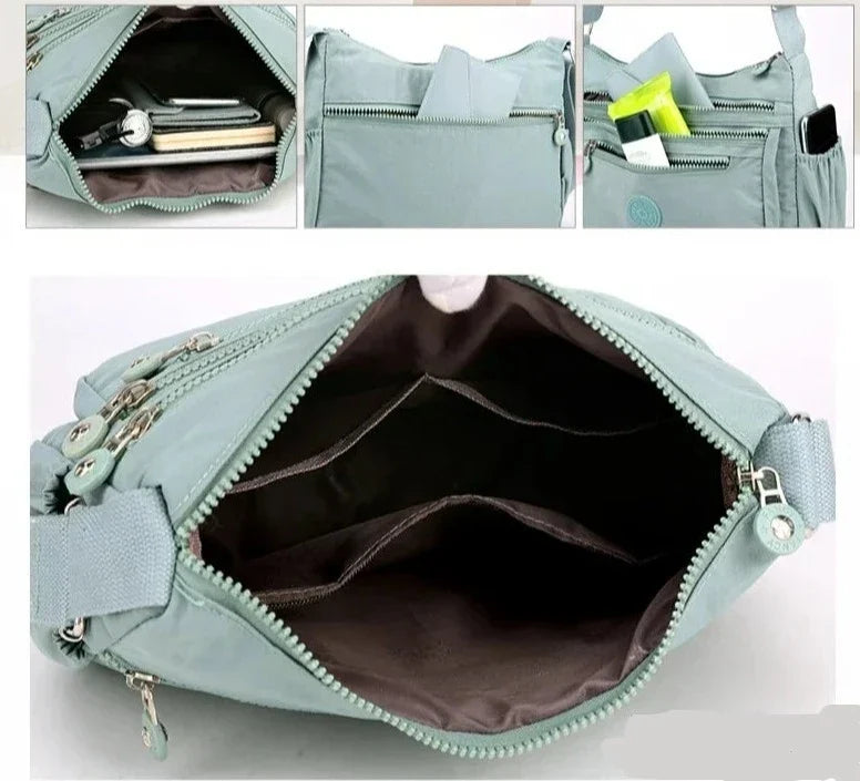 Sac bandoulière femme multipoches en tissu Oxford déperlant