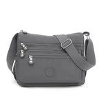 Sac bandoulière femme multipoches en tissu Oxford déperlant, gris foncé