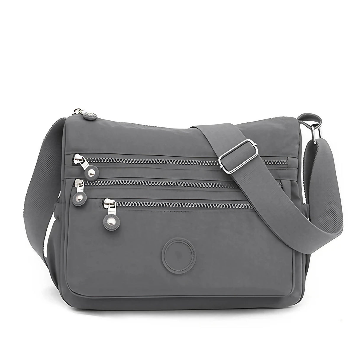 Sac bandoulière femme multipoches en tissu Oxford déperlant, gris foncé