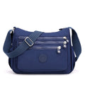 Sac bandoulière femme multipoches en tissu Oxford déperlant, bleu marine