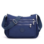 Sac bandoulière femme multipoches en tissu Oxford déperlant, bleu marine