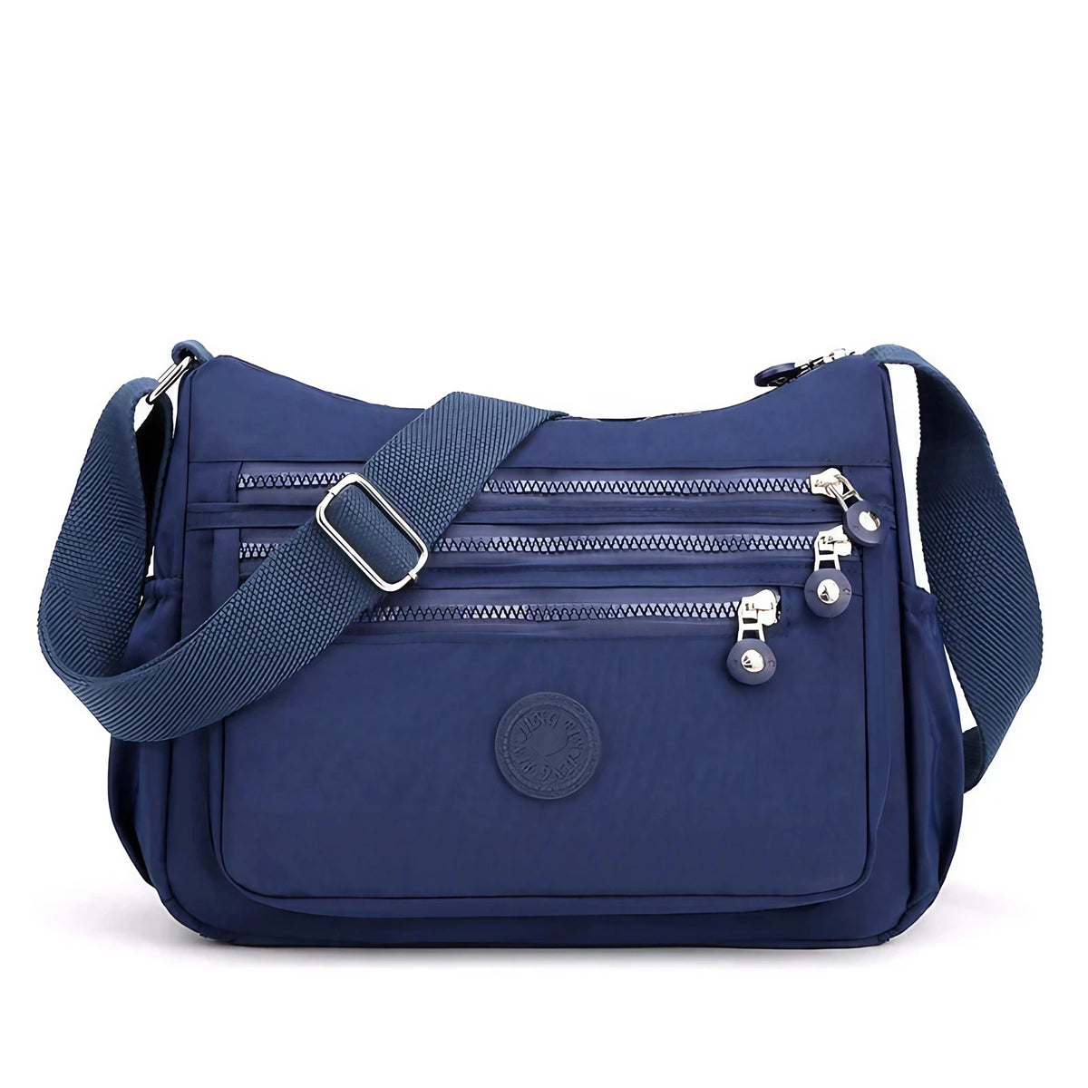 Sac bandoulière femme multipoches en tissu Oxford déperlant, bleu marine