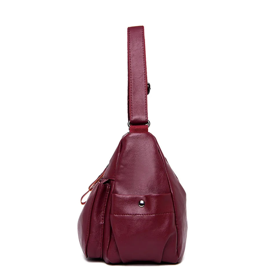 Sac bandoulière femme forme hobo, deux compartiments zippés