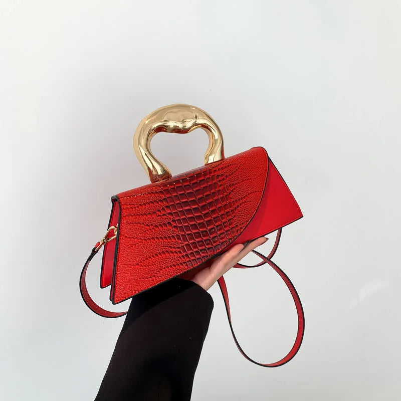 Sac bandoulière femme effet croco, forme allongée, six coloris