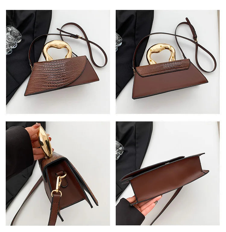 Sac bandoulière femme effet croco, forme allongée, six coloris