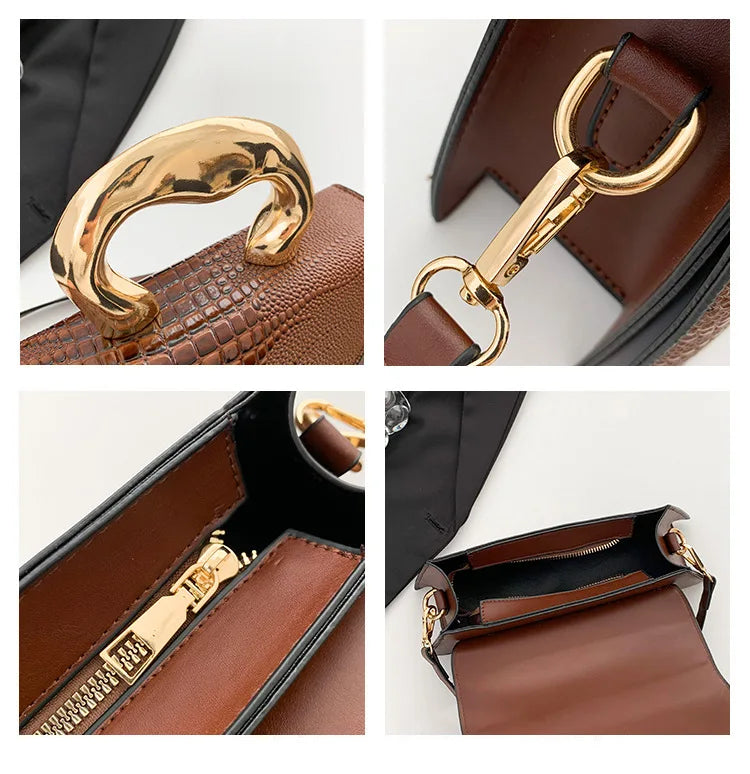 Sac bandoulière femme effet croco, forme allongée, six coloris