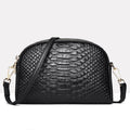 Sac bandoulière noir femme imprimé croco, détails dorés, noir