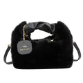Sac d'hiver noir femme, bandoulière amovible, se porte en pochette, noir