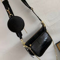 Sac bandoulière femme effet croco noir, pochette détachable, noir
