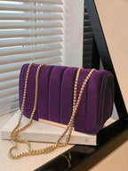 Sac bandoulière femme en velours, chaîne dorée, six coloris, violet