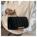 Sac bandoulière femme en velours, chaîne dorée, six coloris, noir