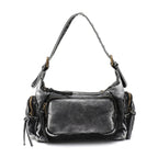 Sac bandoulière femme en similicuir délavé, treize coloris, noir délavé