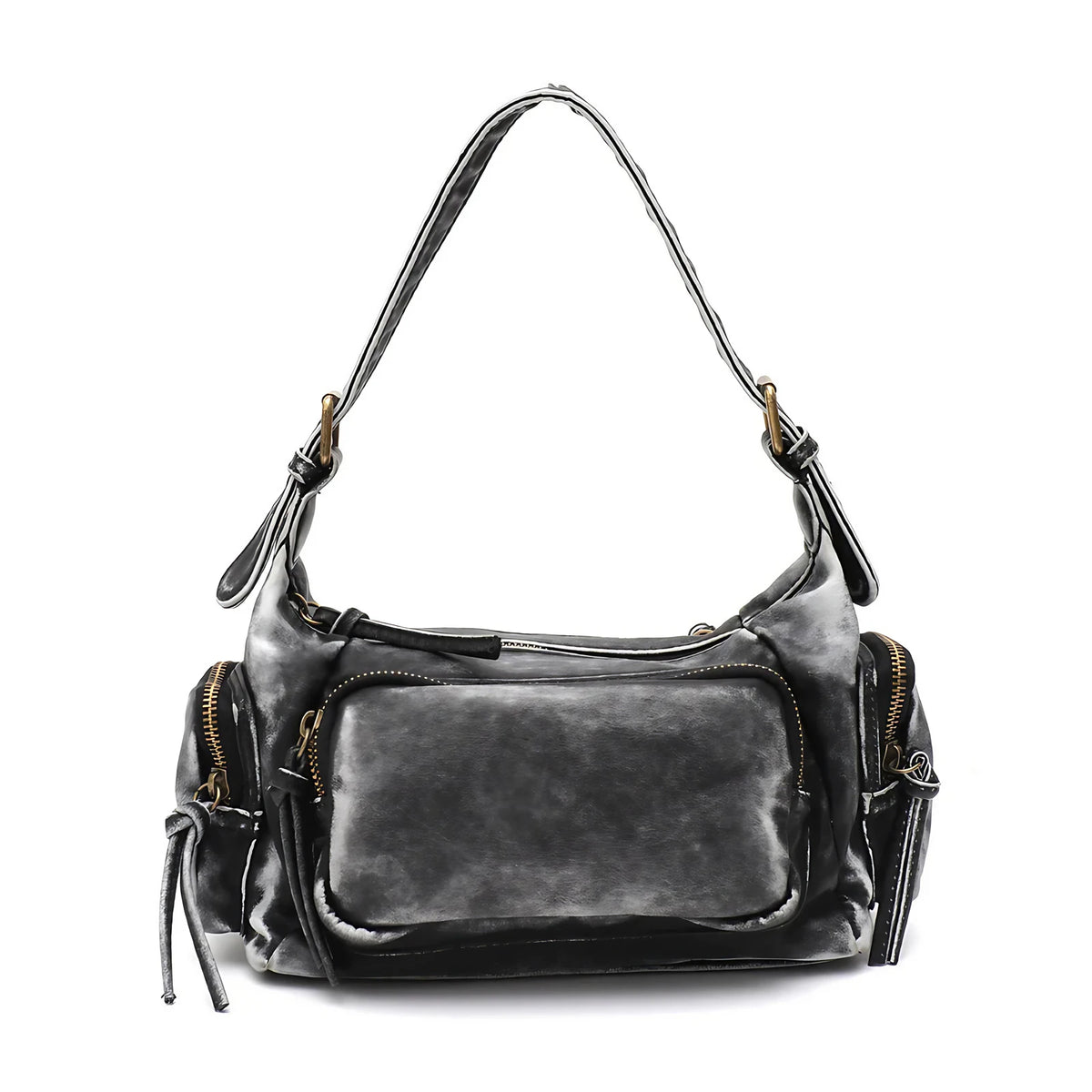 Sac bandoulière femme en similicuir délavé, treize coloris, noir délavé