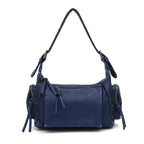 Sac bandoulière femme en similicuir délavé, treize coloris, bleu délavé