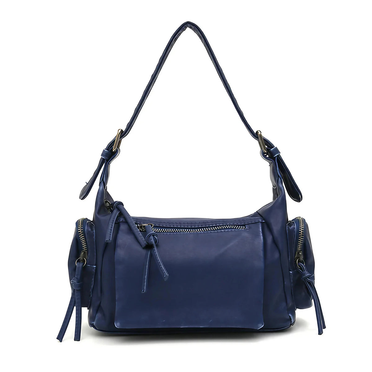 Sac bandoulière femme en similicuir délavé, treize coloris, bleu délavé