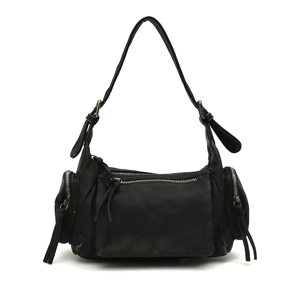Sac bandoulière femme en similicuir délavé, treize coloris, noir