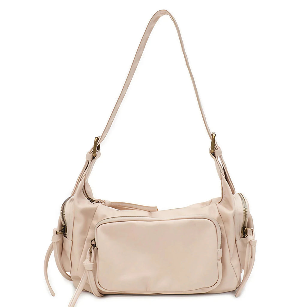 Sac bandoulière femme en similicuir délavé, treize coloris, beige