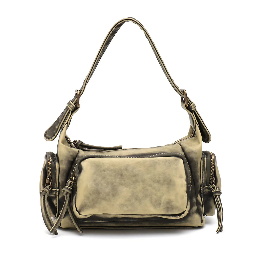Sac bandoulière femme en similicuir délavé, treize coloris, jaune délavé