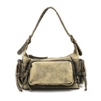 Sac bandoulière femme en similicuir délavé, treize coloris, jaune délavé