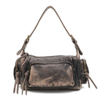 Sac bandoulière femme en similicuir délavé, treize coloris, marron délavé