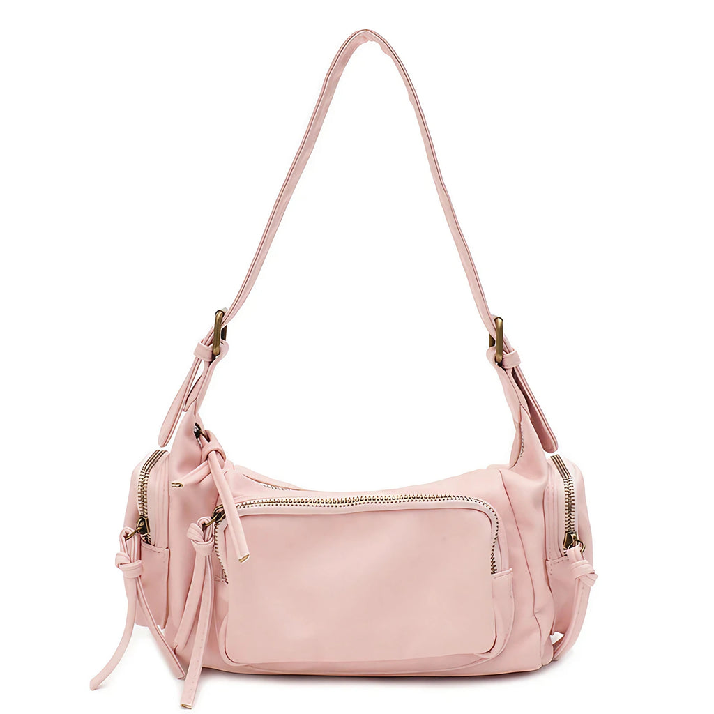 Sac bandoulière femme en similicuir délavé, treize coloris, rose