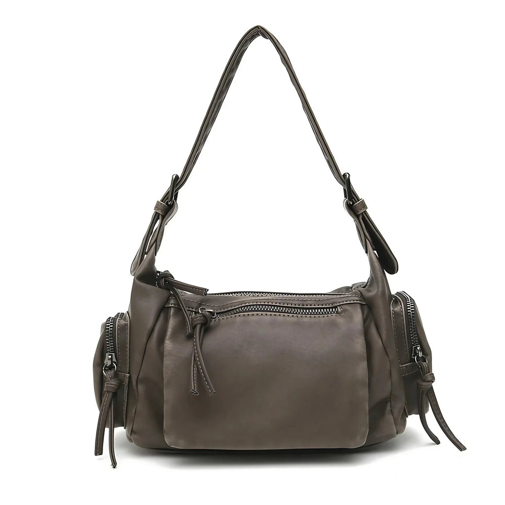Sac bandoulière femme en similicuir délavé, treize coloris, gris