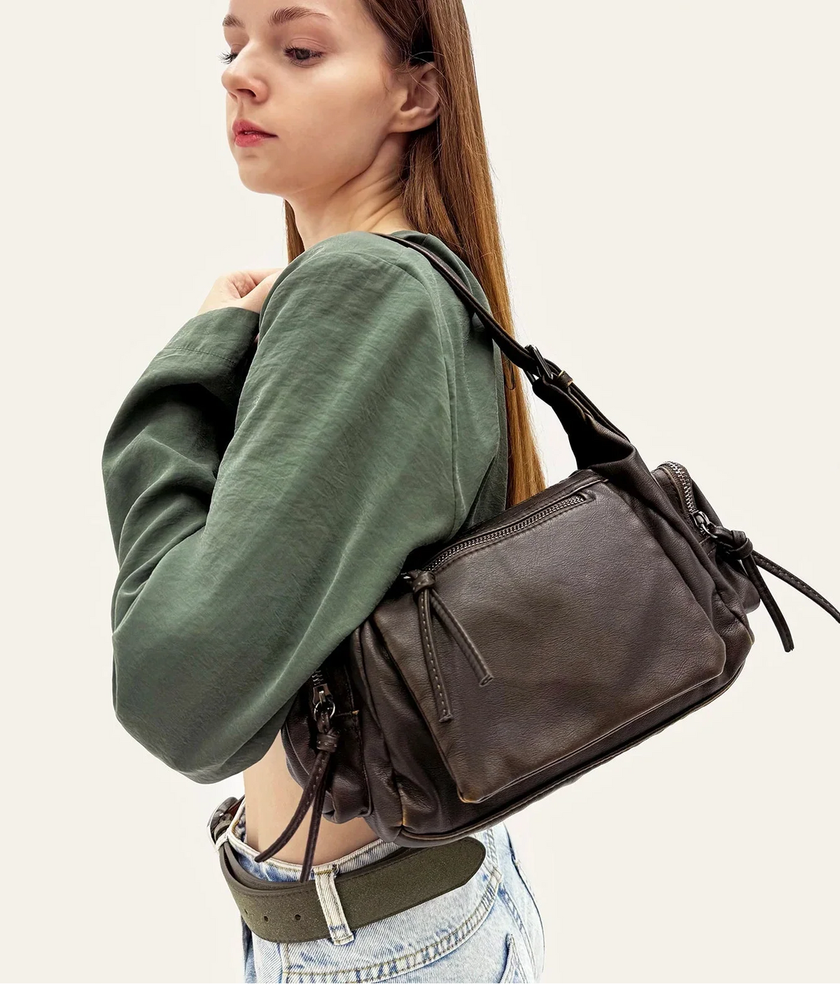 Sac bandoulière femme en similicuir délavé, treize coloris