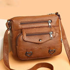 Sac bandoulière vintage femme, inscription Love, sept coloris, marron