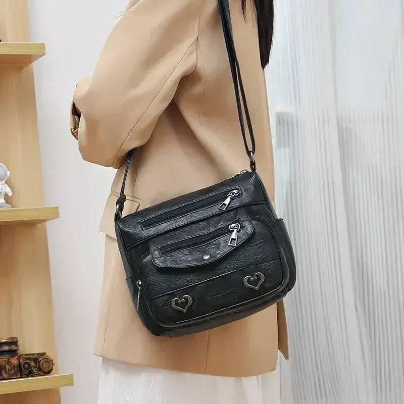 Sac bandoulière vintage femme, inscription Love, sept coloris