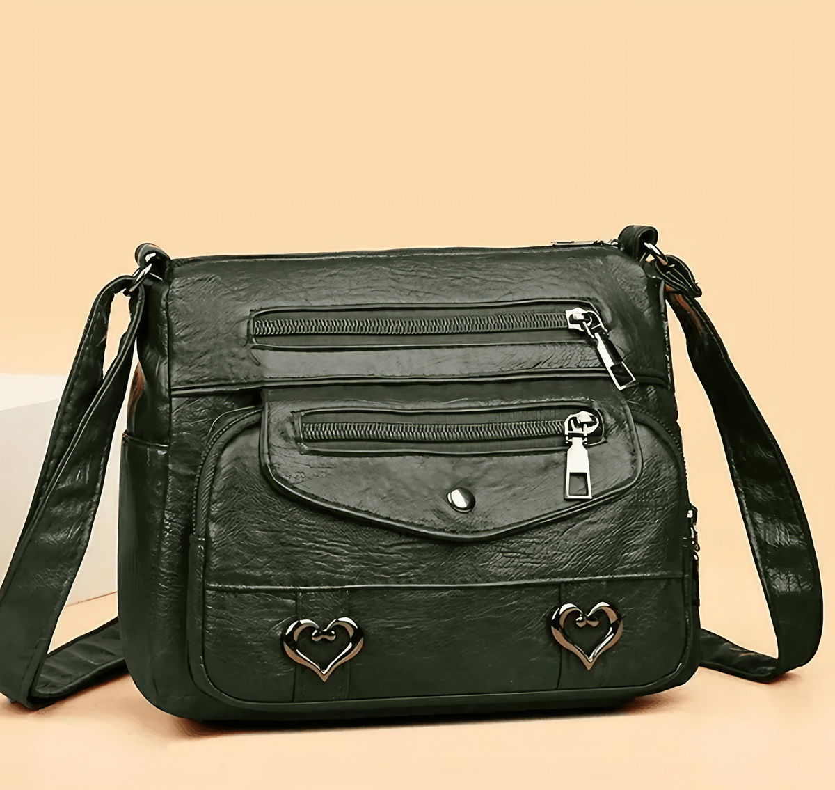 Sac bandoulière vintage femme, inscription Love, sept coloris, vert