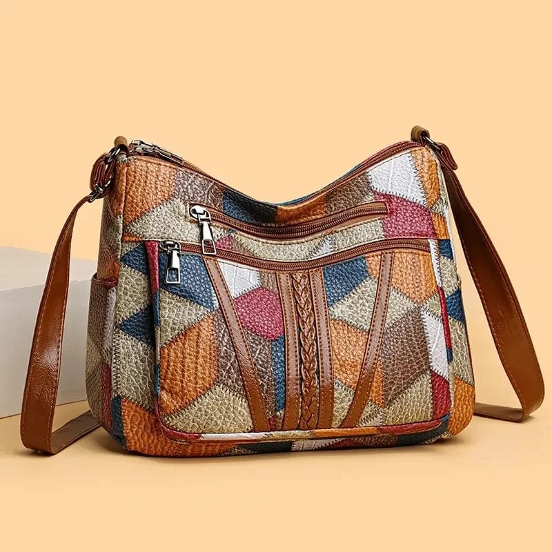 Sac bandoulière femme patchwork multicolore, style vintage