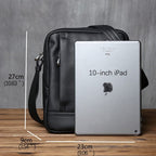 Sac bandoulière homme en cuir noir, format tablette