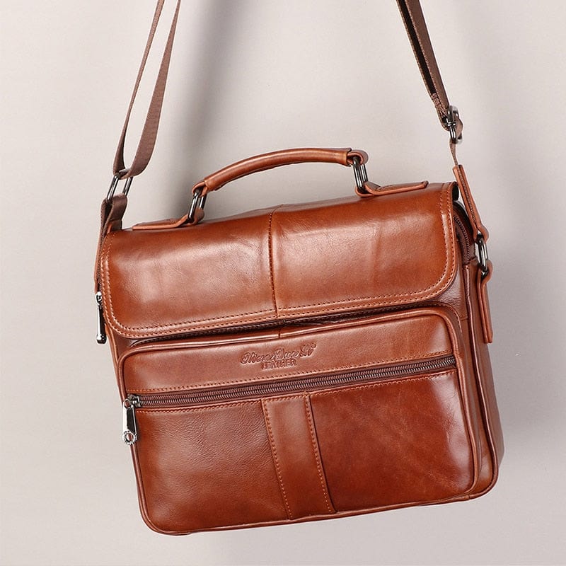 Sac bandoulière homme en cuir, tablette 10 pouces, zippé